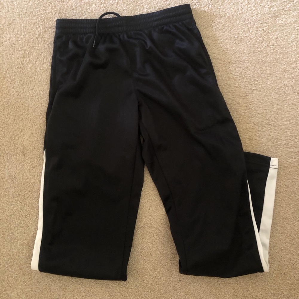 Women's Black Track Pants with White Side Stripe